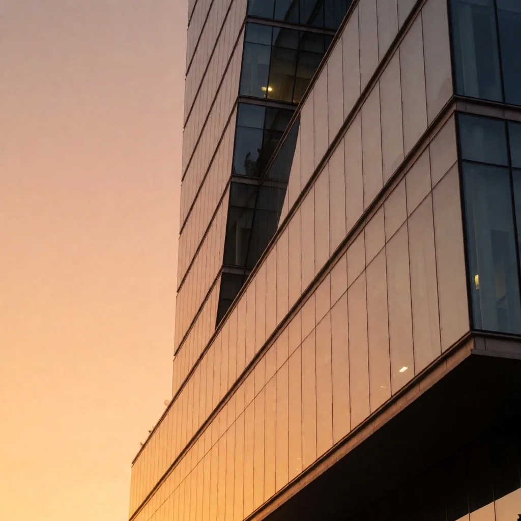 Edificio corporativo en Buenos Aires al amanecer